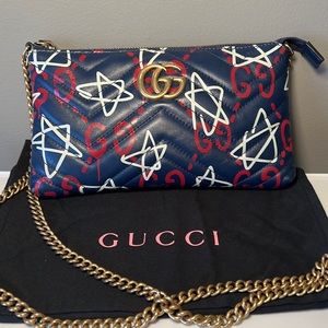 GUCCI Ghost & Stars Apollo Leather crossbody purse